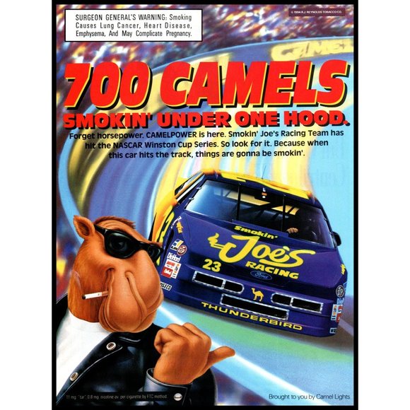 1994 Camel Cigarettes Joe Camel Thunderbird NASCAR Vintage Print Ad Wall Art - Picture 1 of 1